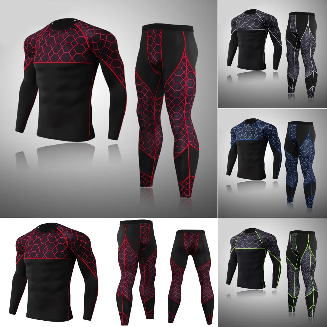 Men's Compression Net-Knit Thermal Quick Dry Underwear Full Set