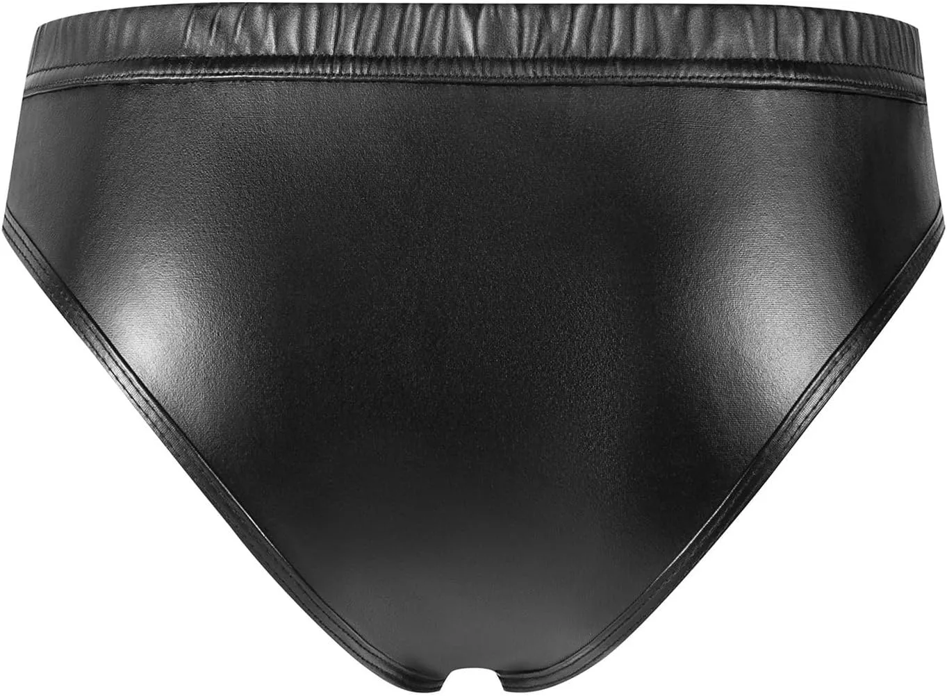 Mens Leather Briefs- Bulge Pouch Hot Short Pants Underwear Sexy Lingerie, Black, S-5XL