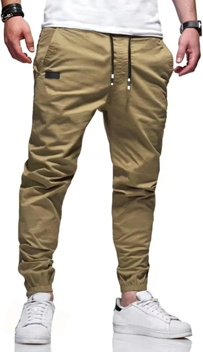 Men's Outdoor Jogging Casual Pants Slim Cargo Workout for Running Sweatpants Hiking