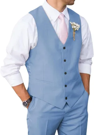 Mens Suit 2 Piece Slim Fit Suit for Men Vest Pants Suit Set for Wedding Groom Formal Business