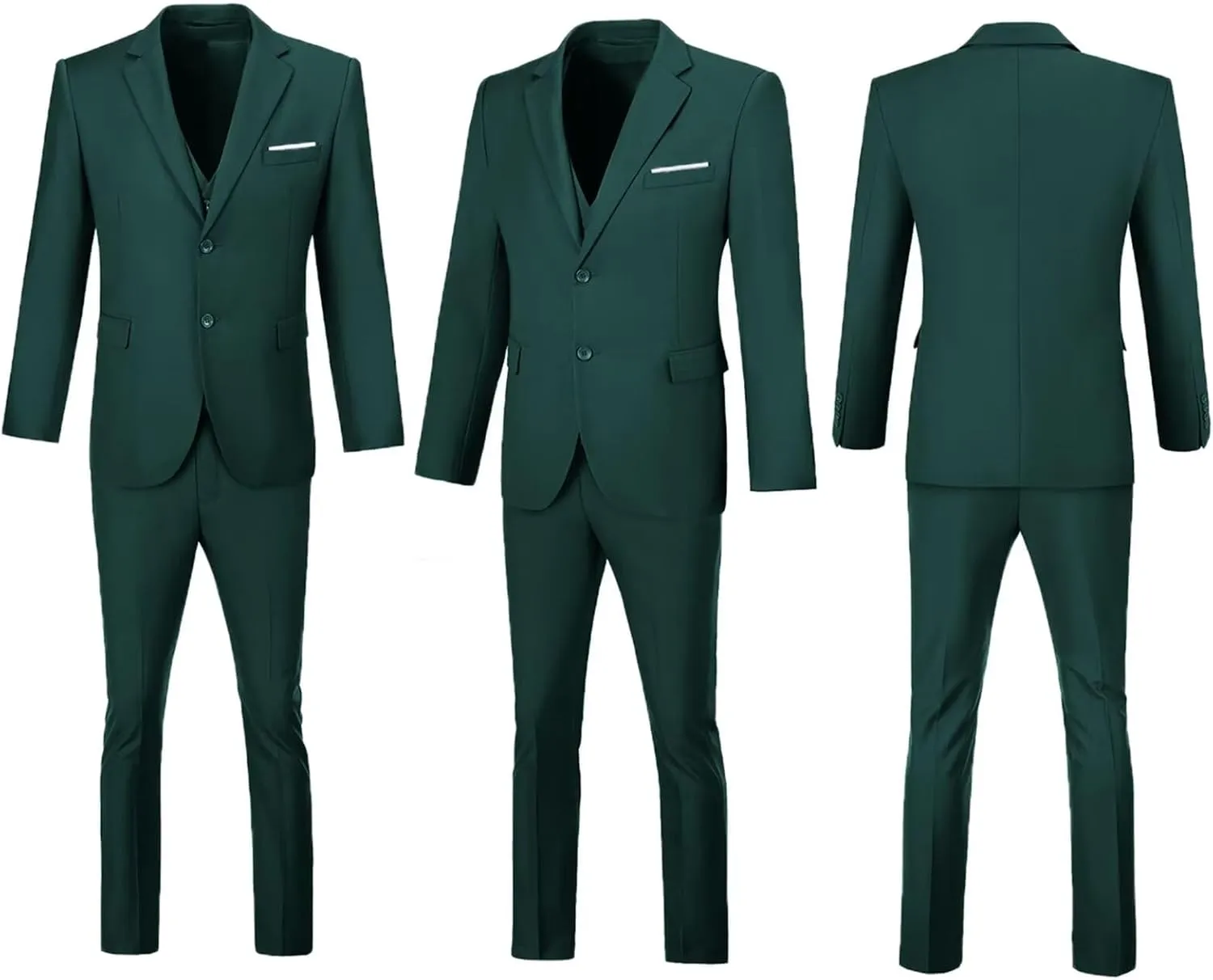 Men's Suit Slim Fit 3 Piece Wedding Dress Tux Suit Set Two Buttons Business Suits Blazer Jacket Vest Pants with Tie