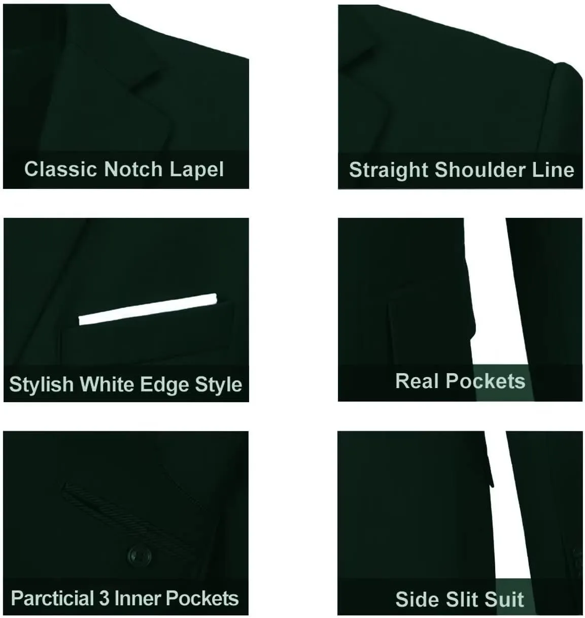 Mens Suit Solid Two Button Slim Fit Suit Set for Wedding Formal Business Suit Men 3 Piece Suit Blazer Vest Pants Set