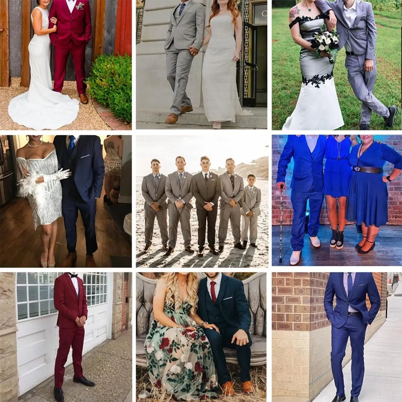 Mens Suit Solid Two Button Slim Fit Suit Set for Wedding Formal Business Suit Men 3 Piece Suit Blazer Vest Pants Set