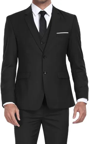 Men's Suits 3 Piece Slim Fit Dress Tuxedo for Men Two Button Solid Jacket Vest Pants Set