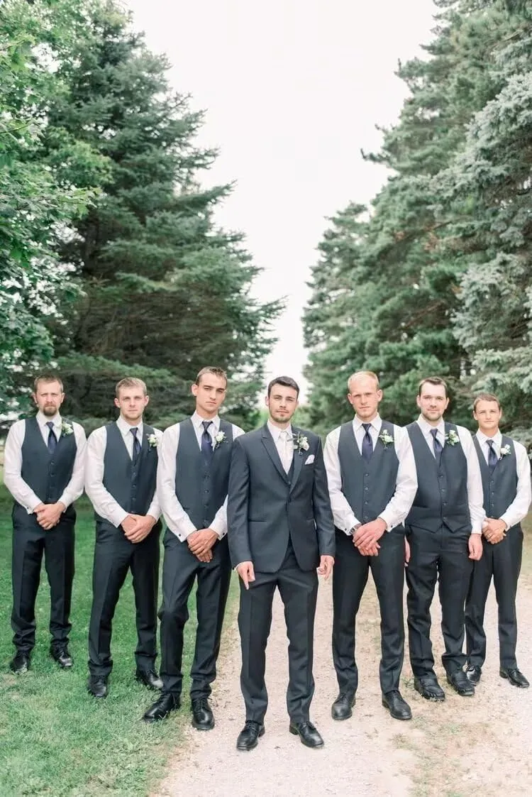Mens Vest and Pants Suit Set Slim Fit 2 Piece Wedding Suits for Groomsmen Business Prom Homecoming Formal Set