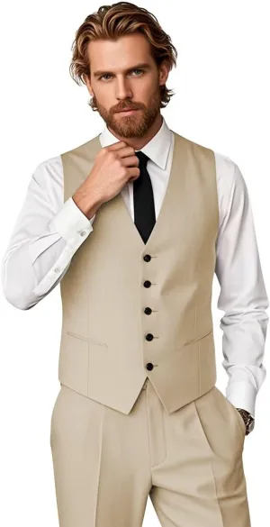 Mens Vest and Pants Suit Set Slim Fit 2 Piece Wedding Suits for Groomsmen Business Prom Homecoming Formal Set