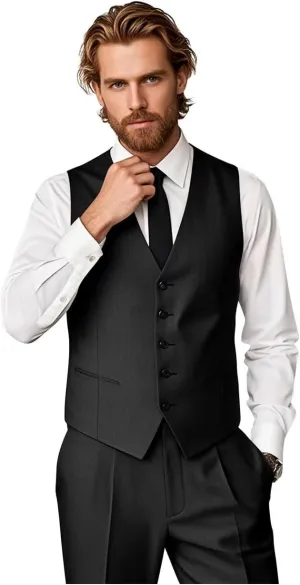 Mens Vest and Pants Suit Set Slim Fit 2 Piece Wedding Suits for Groomsmen Business Prom Homecoming Formal Set
