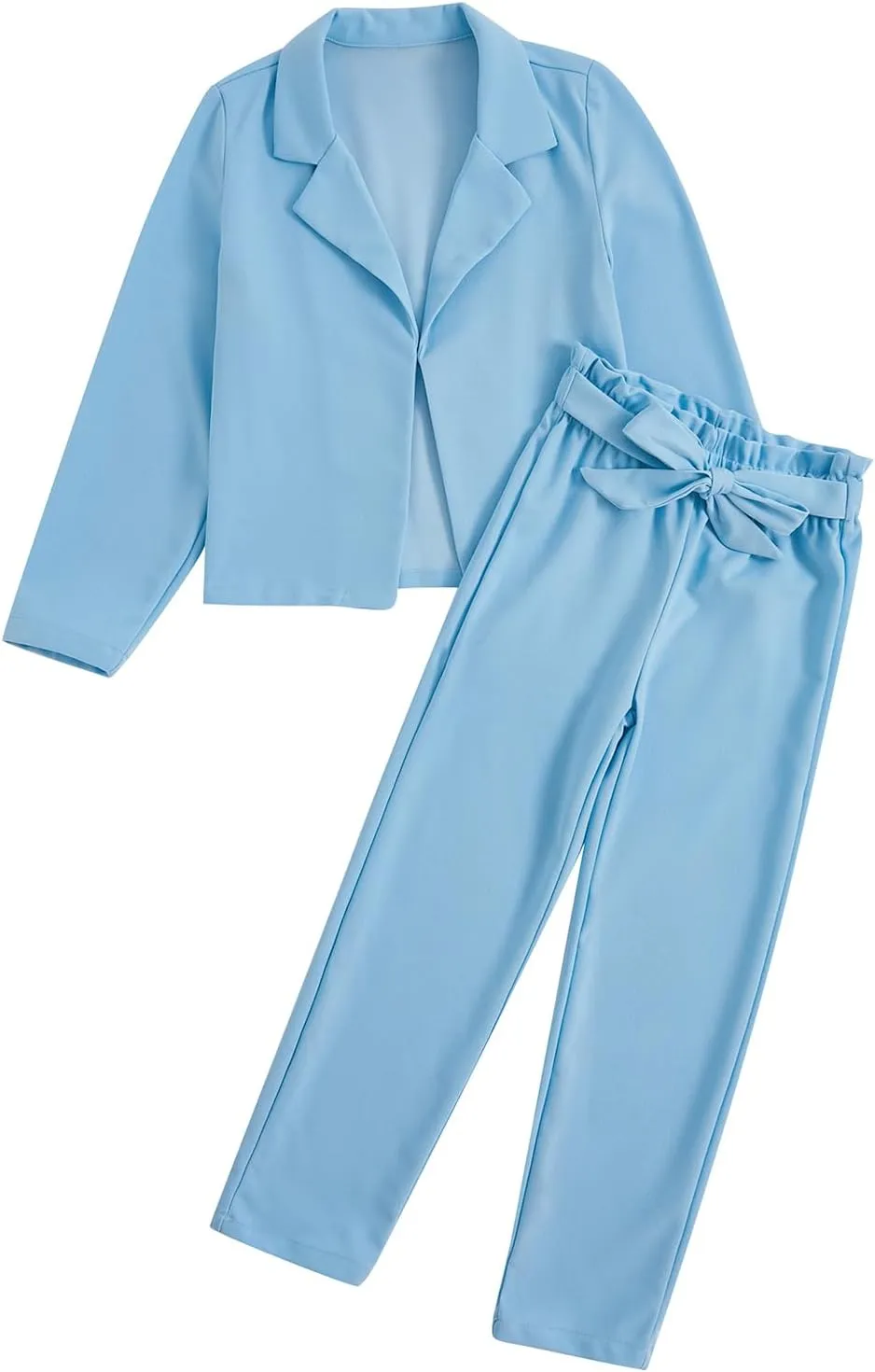 Milumia Girl's Two Piece Outfit Solid Open Front Blazer and Pants Set