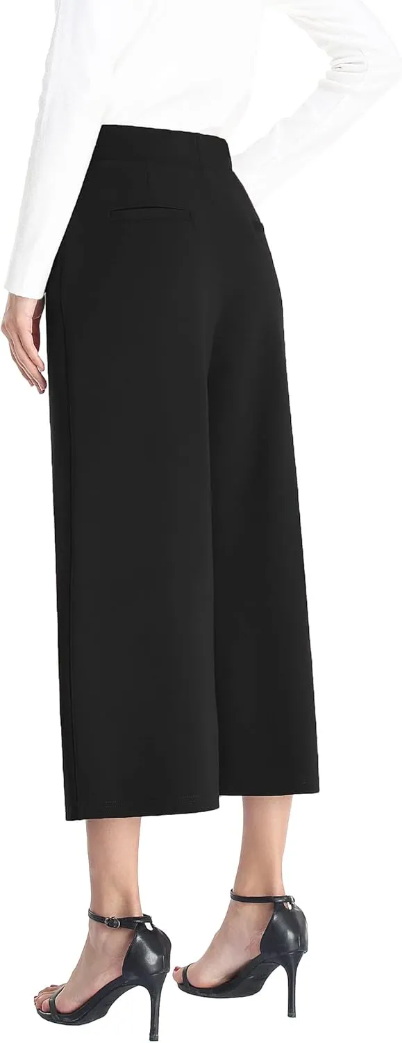 MISS MOLY Wide Leg Pants for Women Business Casual Crop Palazo Dress Pants Capris