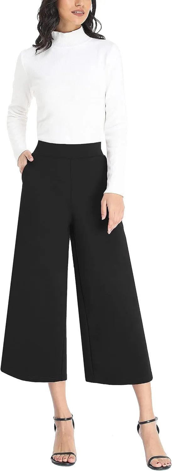 MISS MOLY Wide Leg Pants for Women Business Casual Crop Palazo Dress Pants Capris