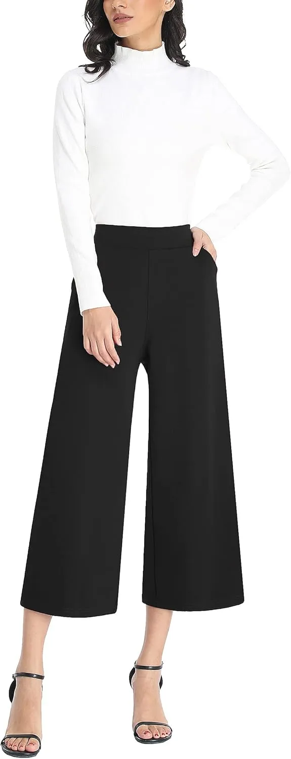 MISS MOLY Wide Leg Pants for Women Business Casual Crop Palazo Dress Pants Capris