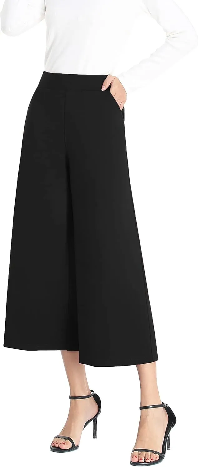 MISS MOLY Wide Leg Pants for Women Business Casual Crop Palazo Dress Pants Capris