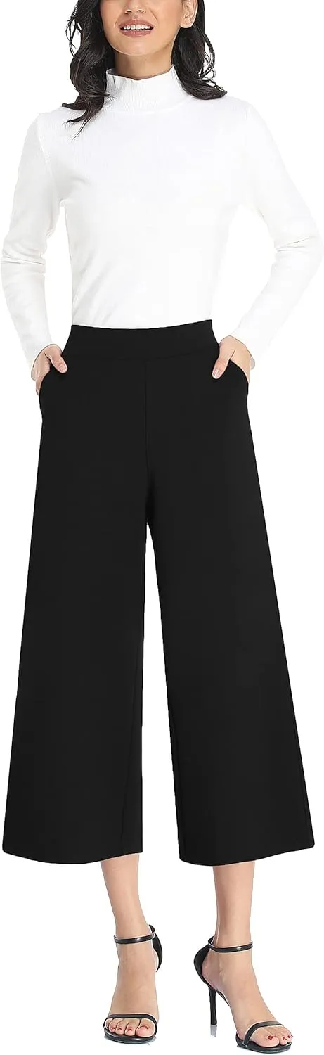 MISS MOLY Wide Leg Pants for Women Business Casual Crop Palazo Dress Pants Capris