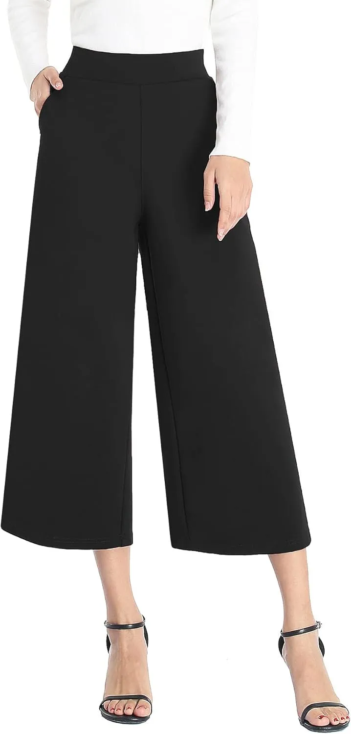 MISS MOLY Wide Leg Pants for Women Business Casual Crop Palazo Dress Pants Capris
