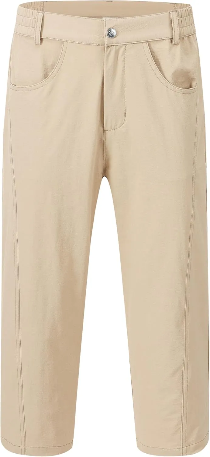 MoFiz Women's Capri Pants with Pockets Lightweight Cropped Golf Hiking Pants Quick Dry Summer Elastic Waist Capris