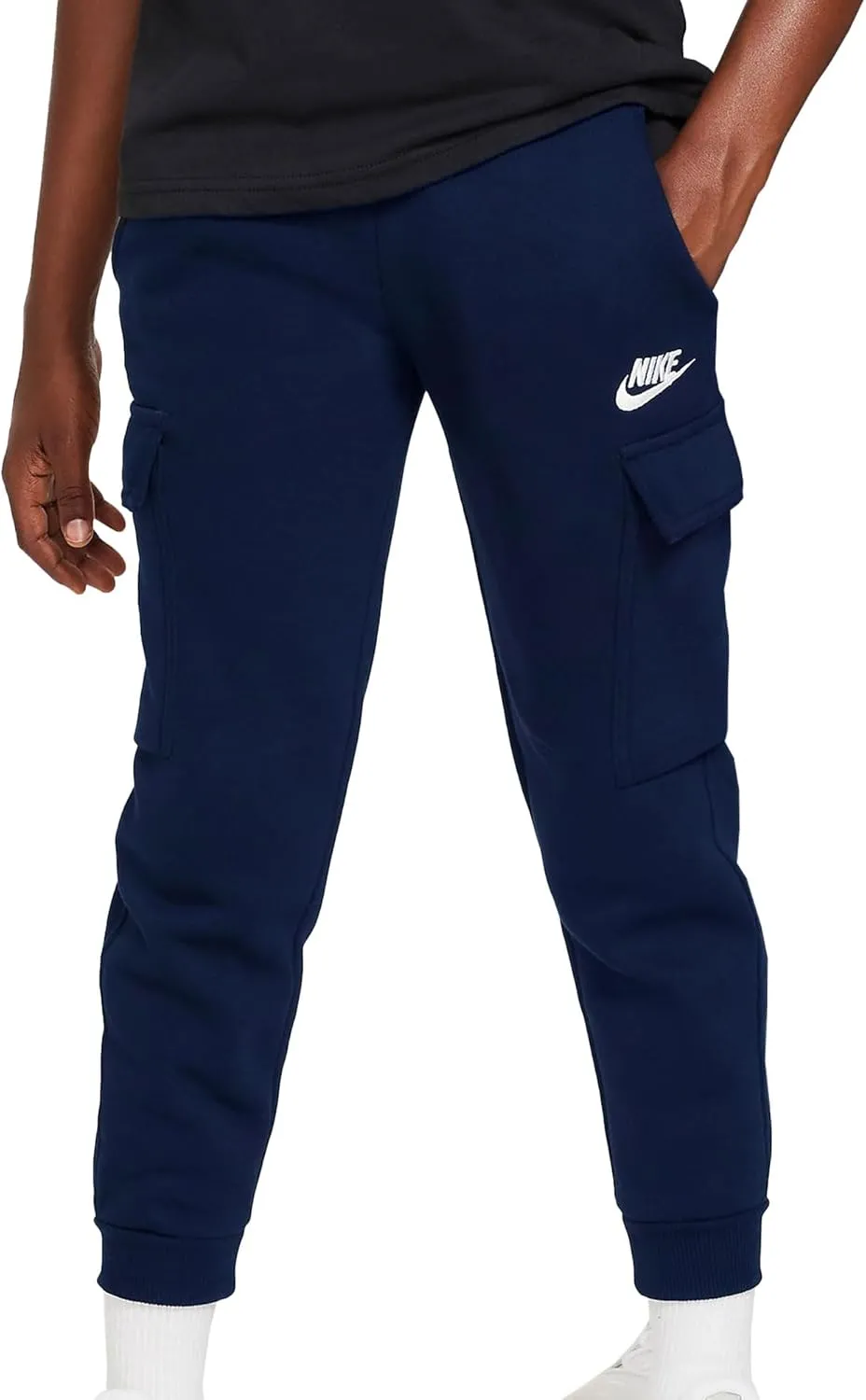 Nike Sportswear Club Fleece Big Kids' Cargo Pants (Midnight Navy/Midnight Navy/White, FD3012-410) Size Medium