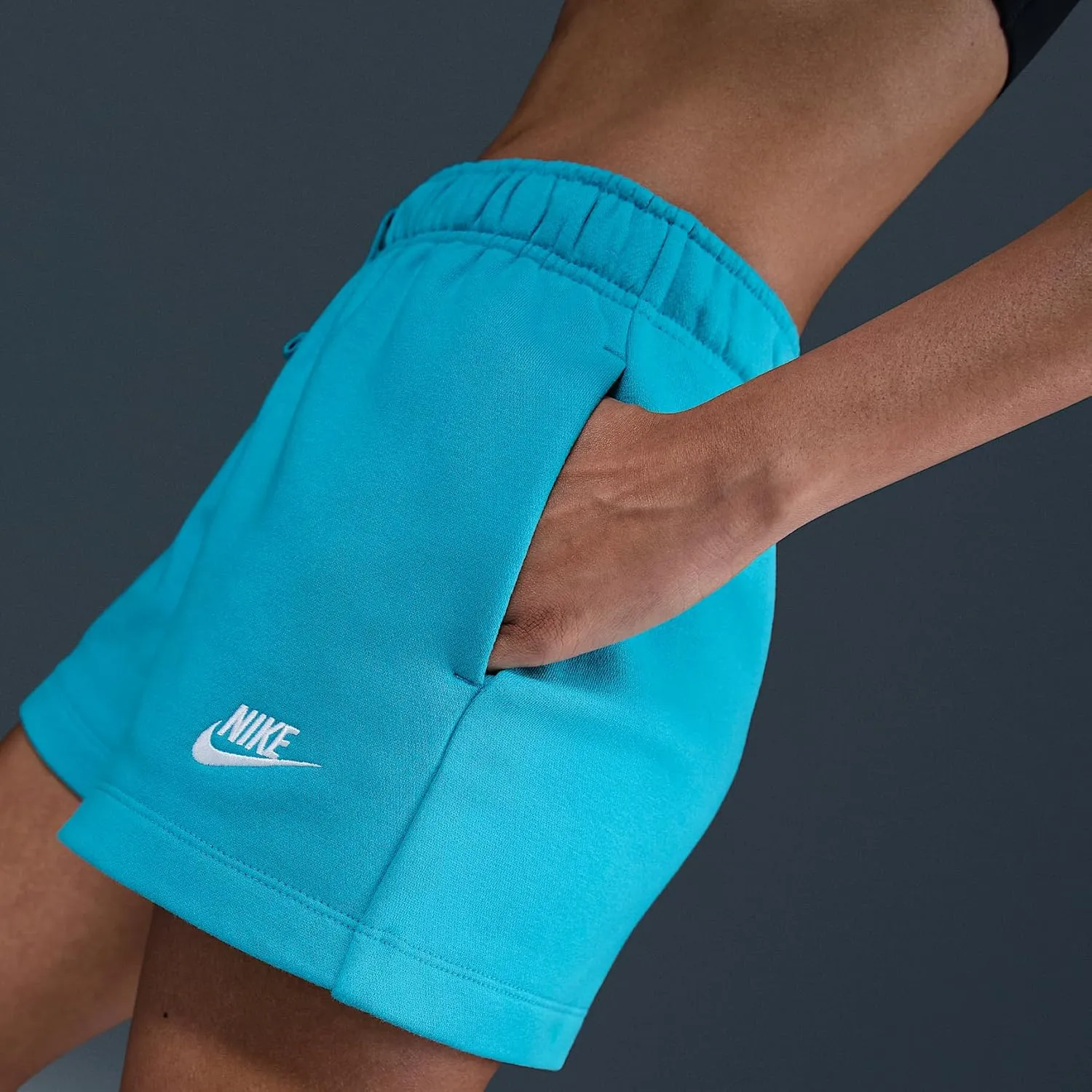 Nike Sportswear Club Fleece Women's Mid-Rise Shorts (DQ5802-345, Dusty Cactus/White)