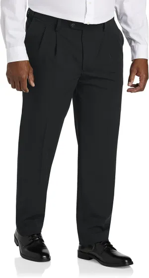 Oak Hill by DXL Men's Big and Tall Easy Stretch Pleated Dress Pants Black 60 x 32
