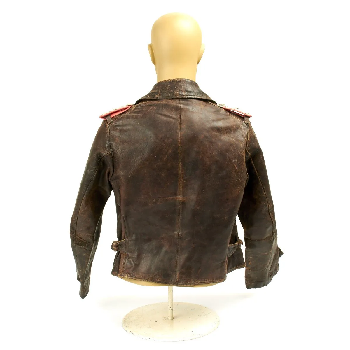 Original German WWII Officer Brown Leather 6th Panzer Division Wrap Jacket