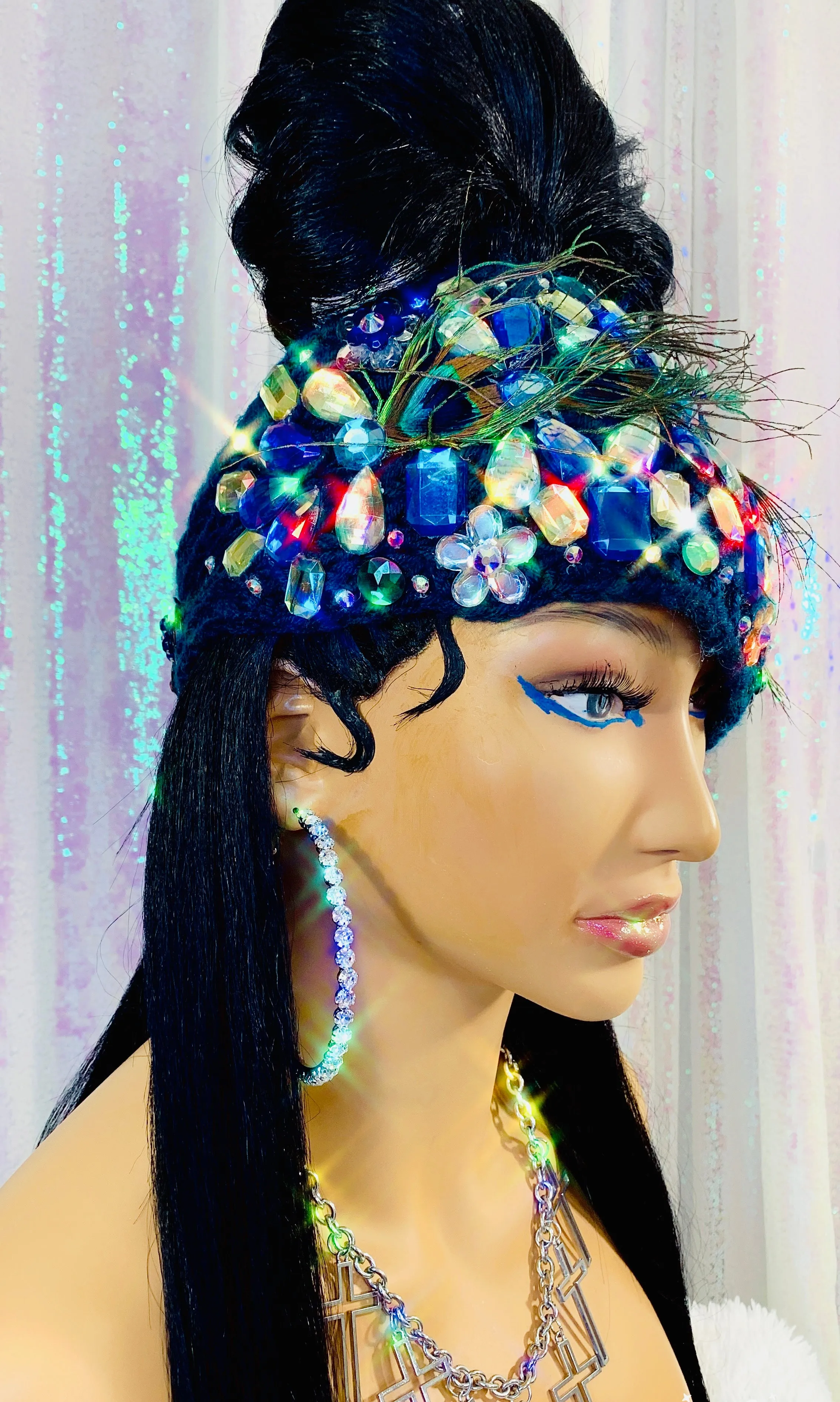 Peacock Crystal Knit Headband