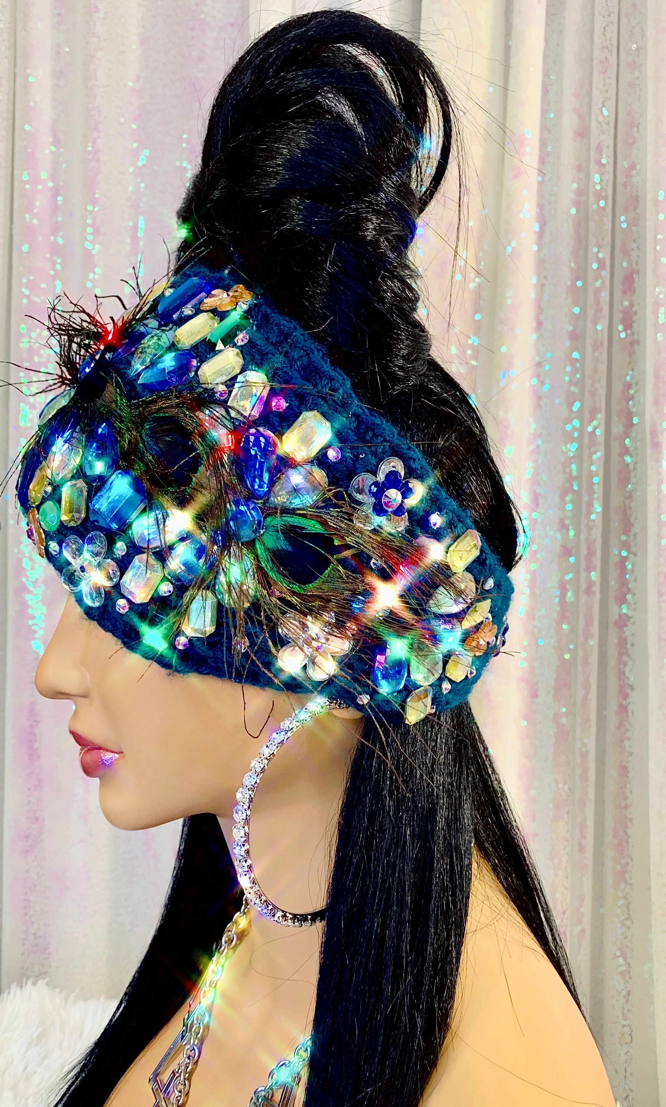 Peacock Crystal Knit Headband