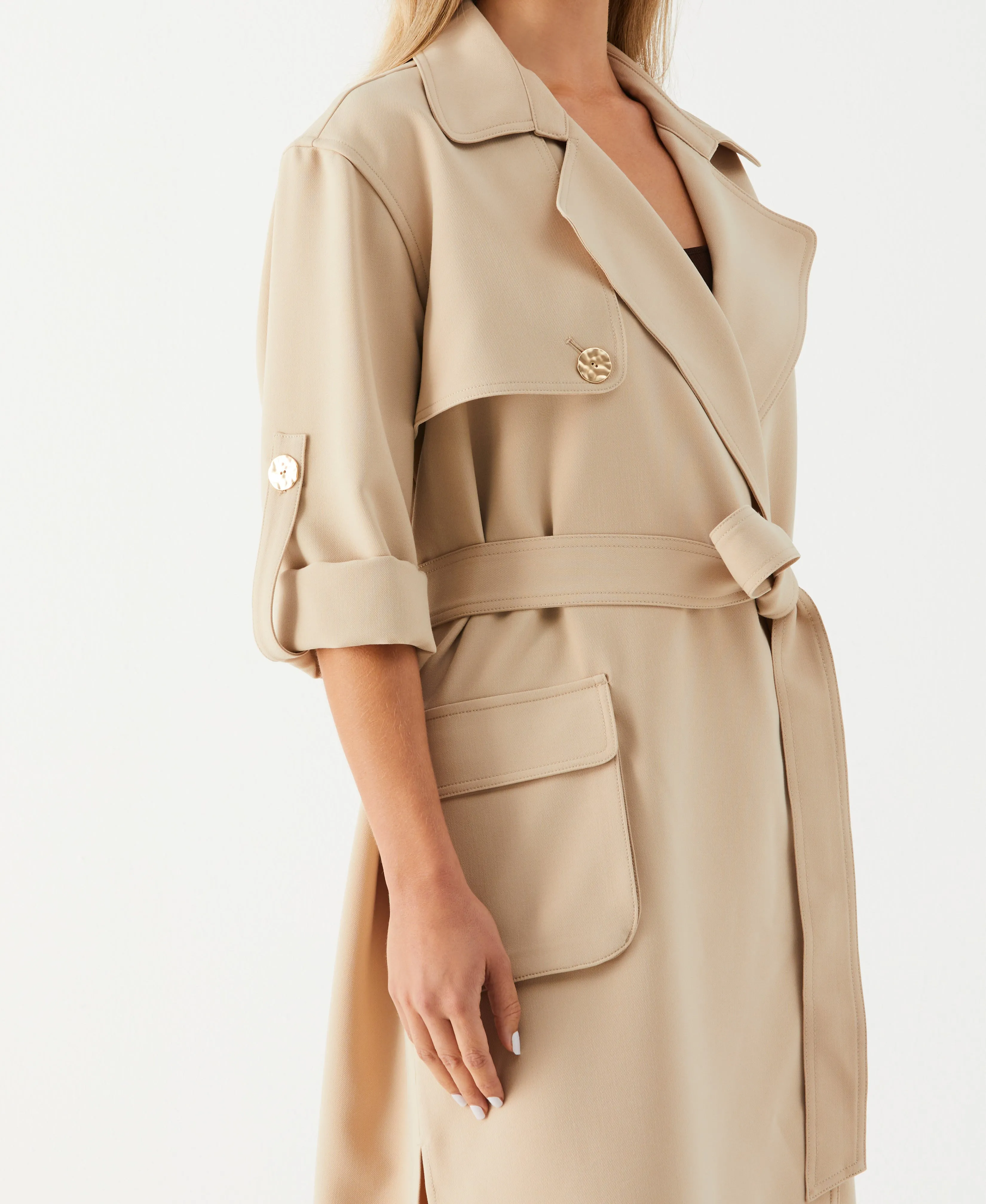 Petite Twill Trench Coat