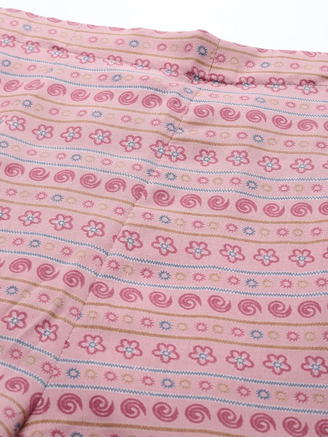 Pink Printed Silk Blend Co-Ords