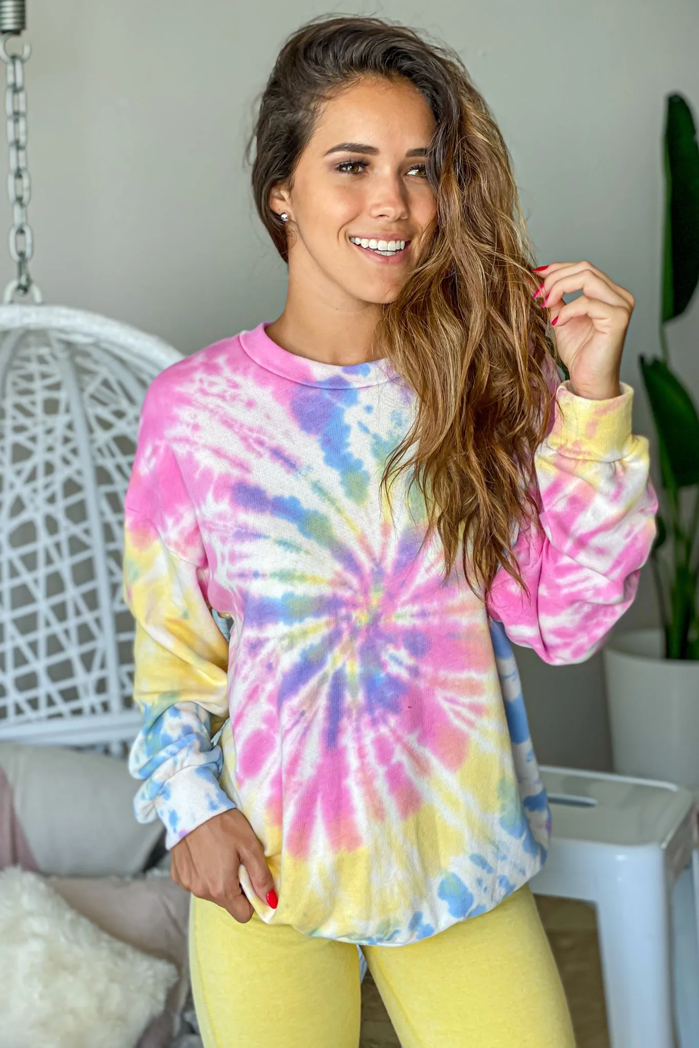 Pink Tie Dye Swirl Top