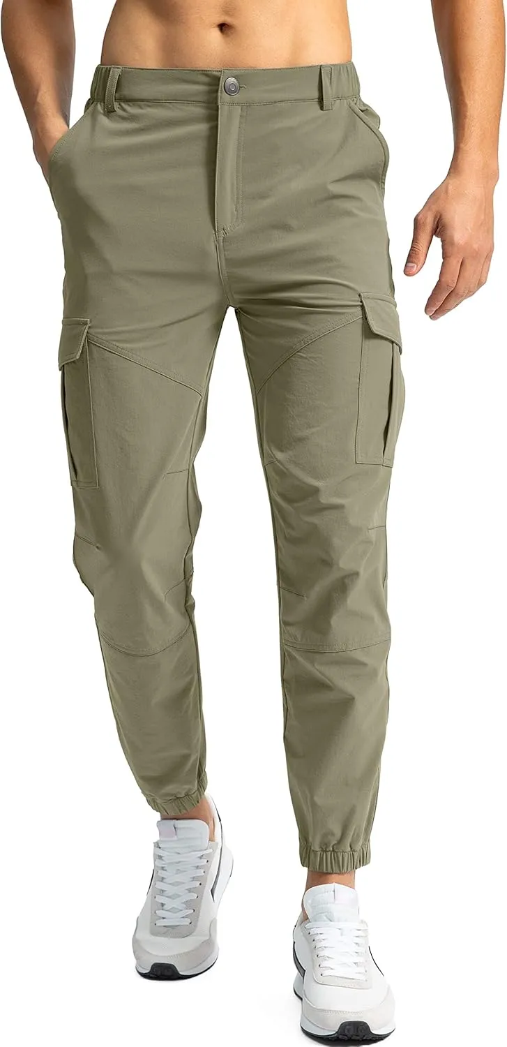 Pinkbomb Men's Hiking Cargo Pants with 7 Pockets Slim Fit Stretch Joggers Golf Cargo Work Pants for Men