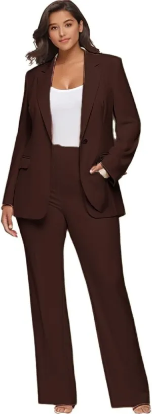 Plus Size Womens Suitng Tuxedo 2 Piece Business Set Pant Suits for Women Dressy for Wedding Guest
