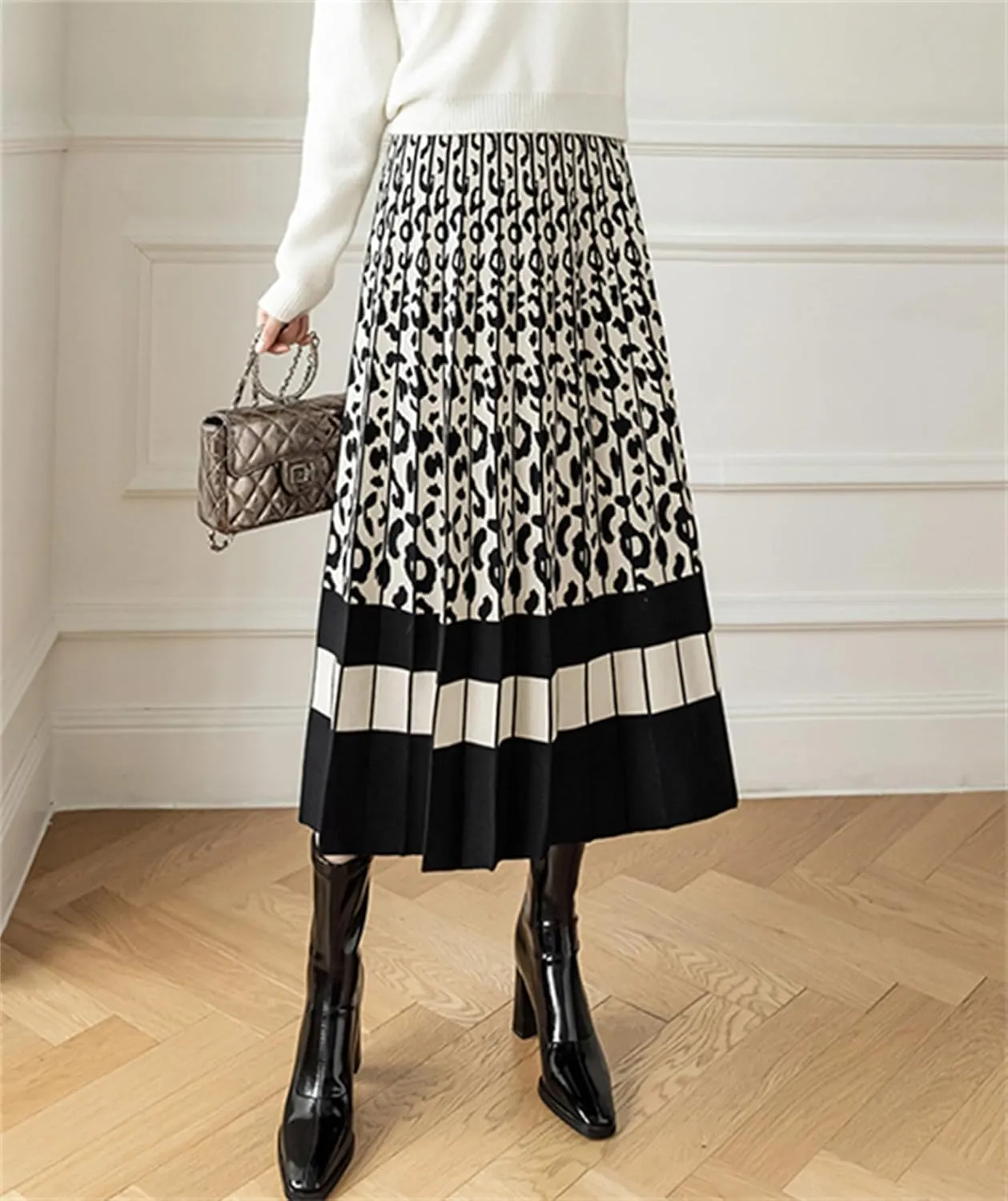 SANGTREE Women's Pleated Knit Maxi Skirt