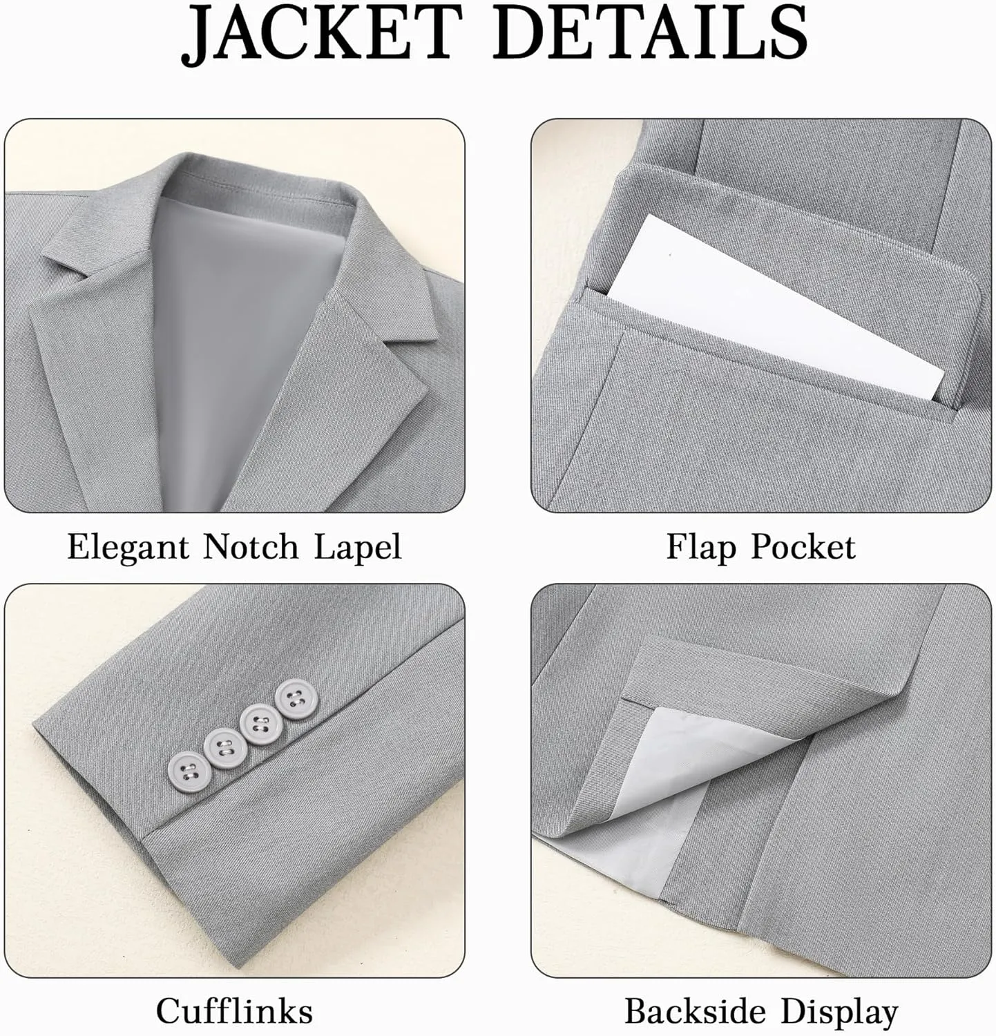 SANMIO Boys Suit 4 Piece Slim Fit Boys Suits Jacket Vest Pants Tie for Kids Suits Sets Boy Formal Tuxedo Set