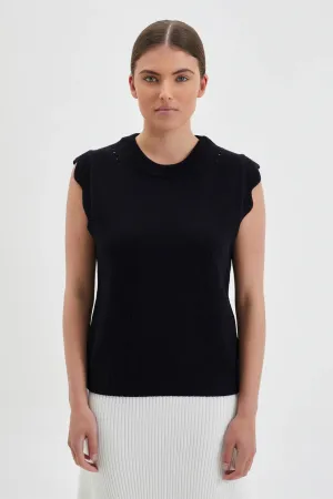 Scallop Vest Black