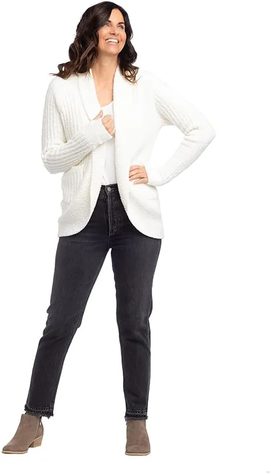 Softies 27" Solid Rib Marshmallow Cocoon Cardigan with Thumbholes