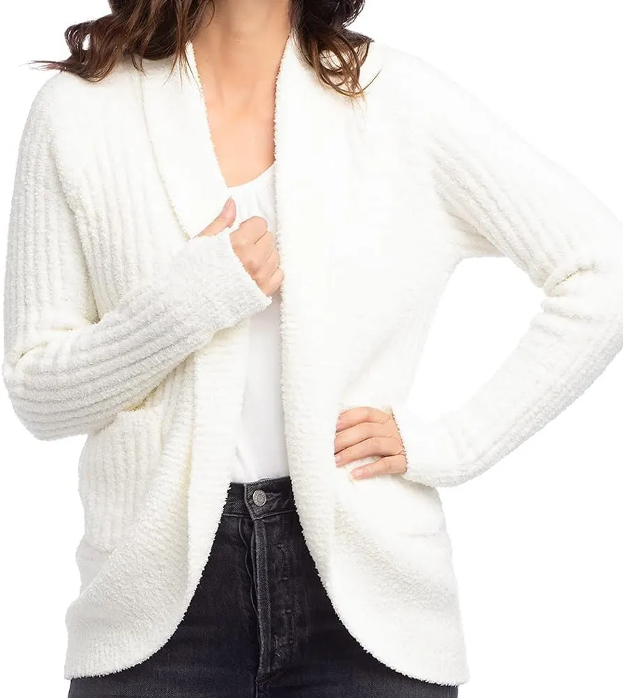 Softies 27" Solid Rib Marshmallow Cocoon Cardigan with Thumbholes