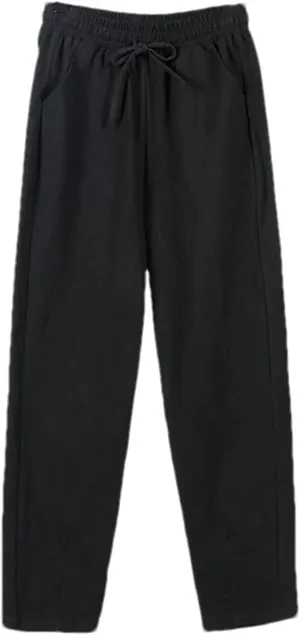 Spring Summer Pants for Women - Cotton Linen Solid Color, Elastic Waist, Casual Female Trousers