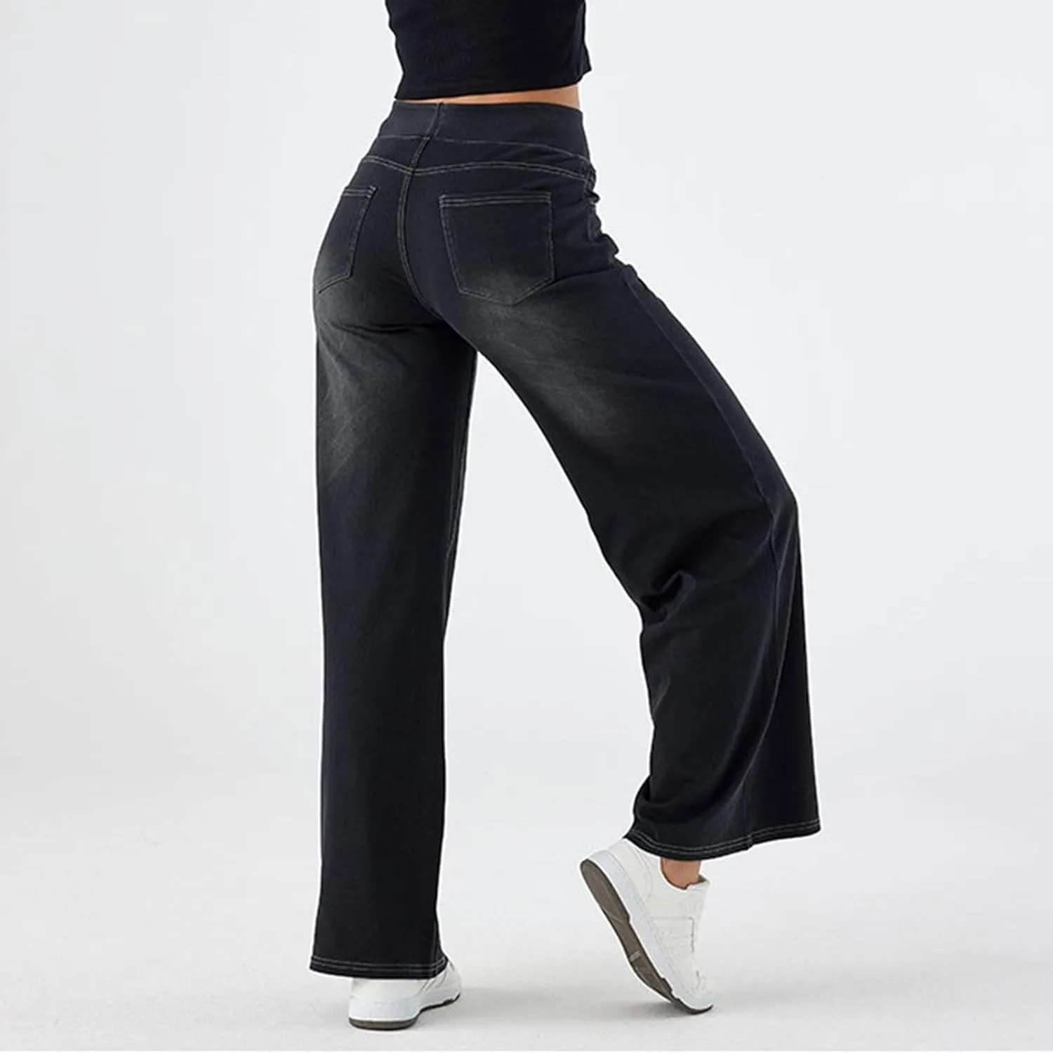 Sweatpant Jeans for Women High Waisted Wide Leg Tummy Control Pants Straight Trendy Summer 2025 Palazzo Y2k Trousers