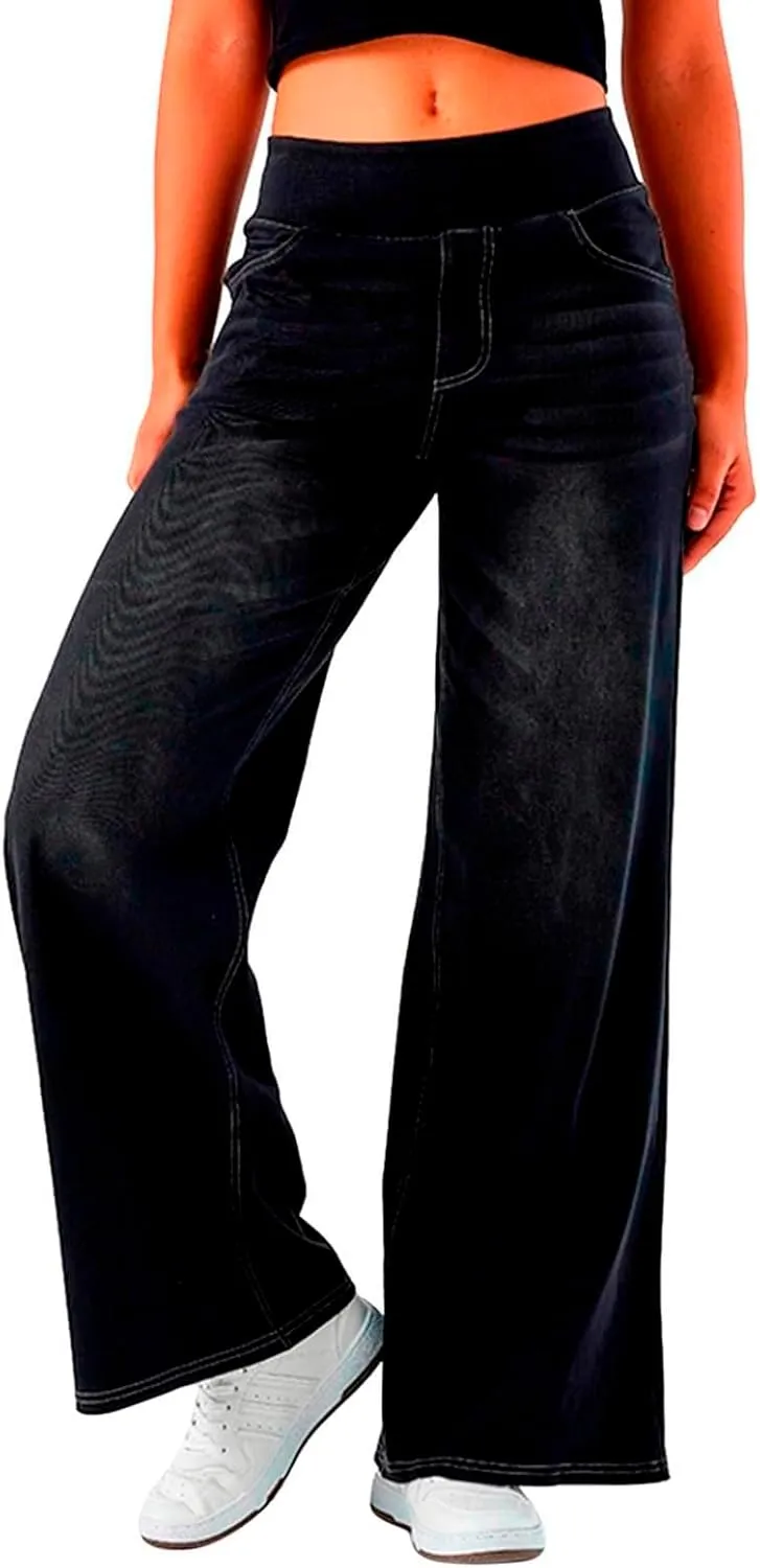 Sweatpant Jeans for Women High Waisted Wide Leg Tummy Control Pants Straight Trendy Summer 2025 Palazzo Y2k Trousers