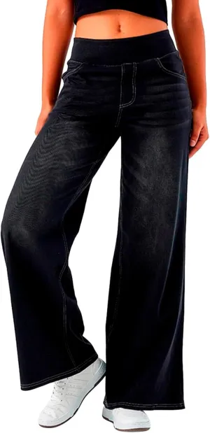 Sweatpant Jeans for Women High Waisted Wide Leg Tummy Control Pants Straight Trendy Summer 2025 Palazzo Y2k Trousers