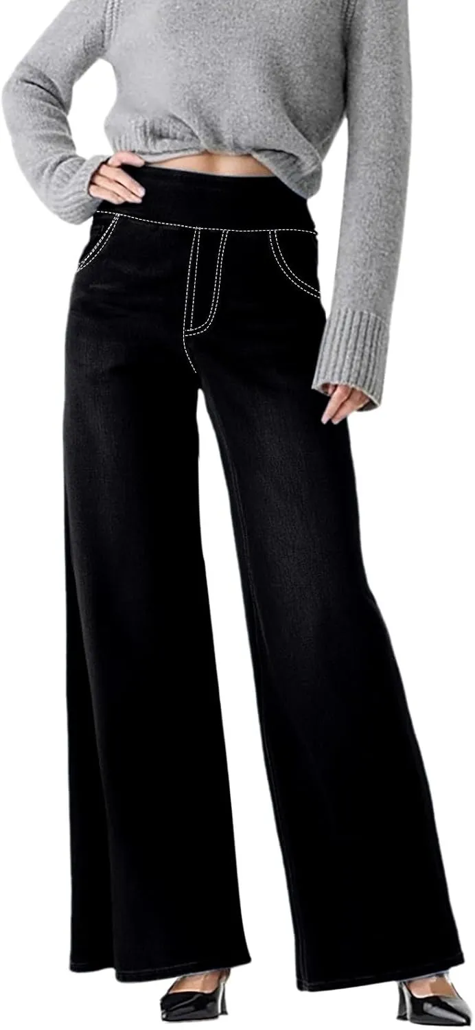 Sweatpant Jeans for Women High Waisted Wide Leg Tummy Control Pants Straight Trendy Summer 2025 Palazzo Y2k Trousers