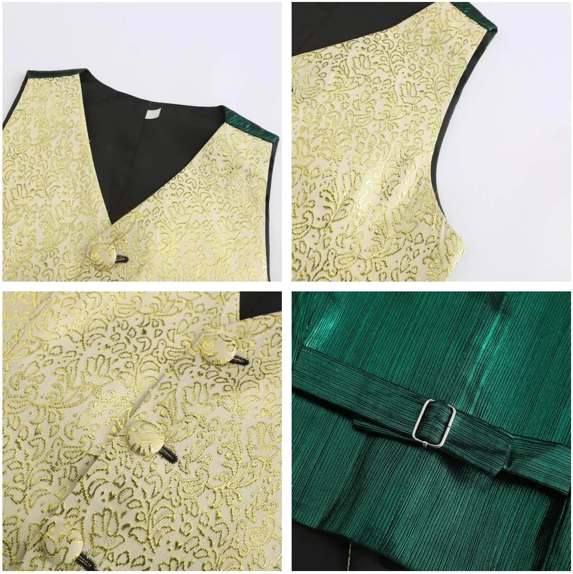 SWOTGdoby Boys Slim Fit Suits 4 Pieces Blazer Vest Pants Bowtie Jacket with Gold Rims for Wedding Party Prom