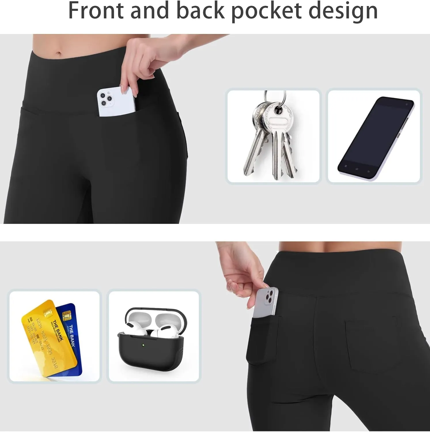 THE GYM PEOPLE Women's Casual Yoga Leggings High Waisted Tummy Control Workout Pants with 4 Pockets