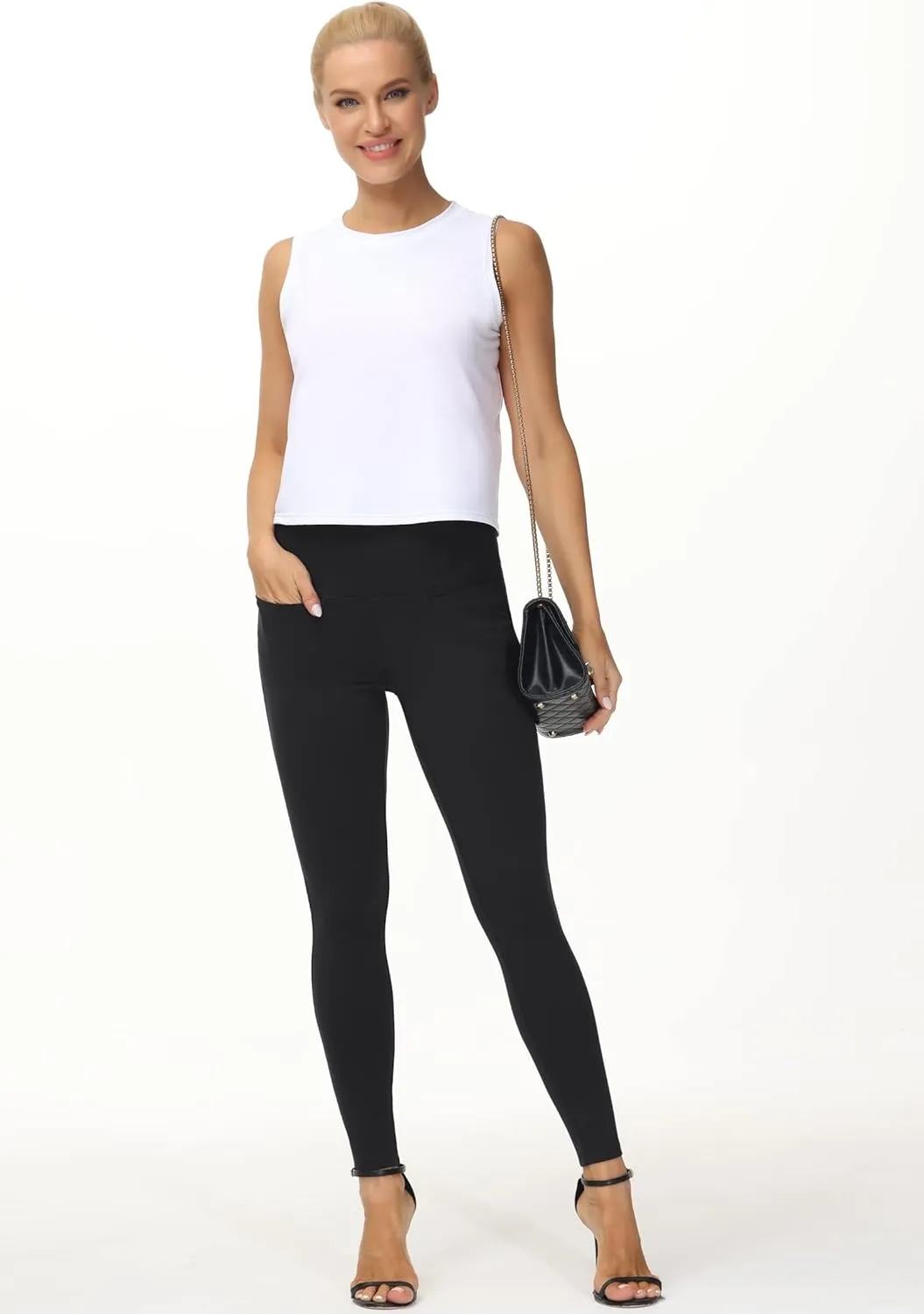 THE GYM PEOPLE Women's Casual Yoga Leggings High Waisted Tummy Control Workout Pants with 4 Pockets