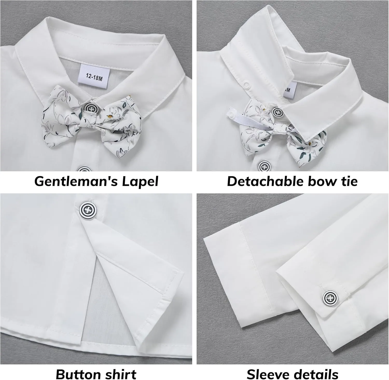 Toddler Baby Boy Clothes Suit 12M-5T Boys Formal Dress Shirt Bowtie Suspender Pants Gentleman Wedding Outfits