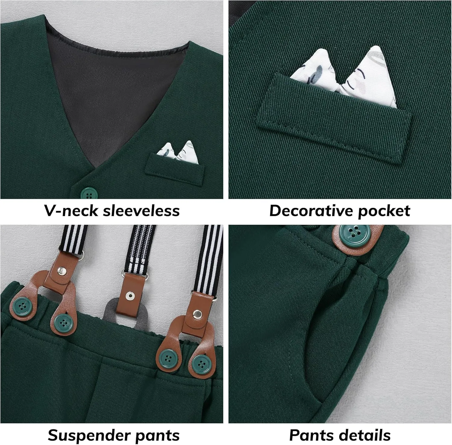 Toddler Baby Boy Clothes Suit 12M-5T Boys Formal Dress Shirt Bowtie Suspender Pants Gentleman Wedding Outfits