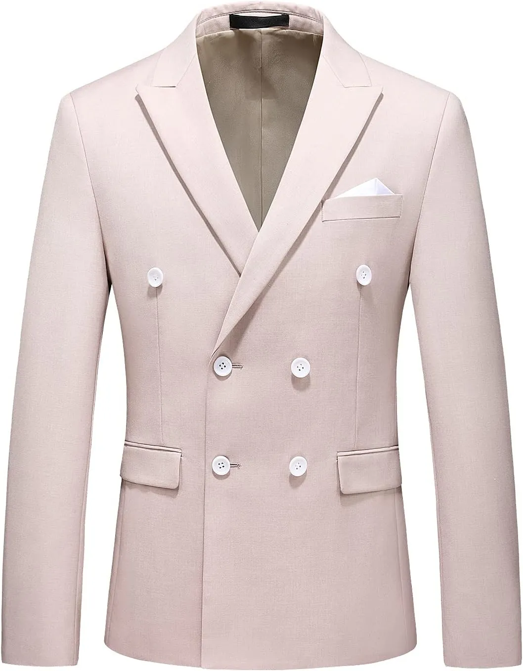 UNINUKOO Mens Suits 2 Piece Double Breasted Tuxedo Suit Slim Fit Wedding Party Dress Formal Suits for Men