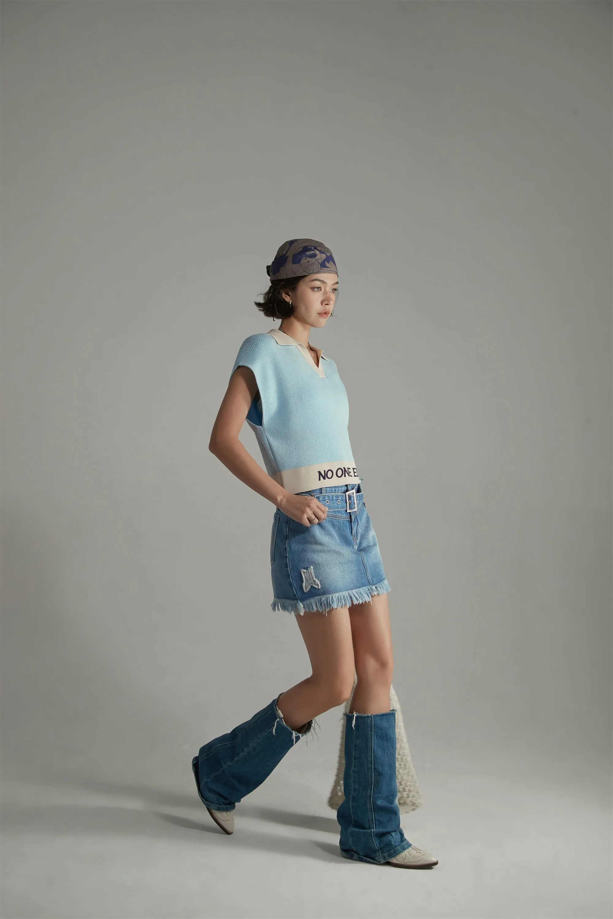 V-Neck Eyelet Knit Vest