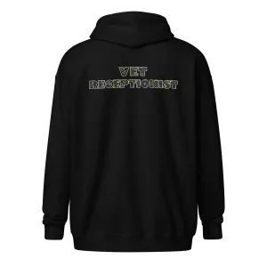 Vet Receptionist Typography Unisex Zip Hoodie