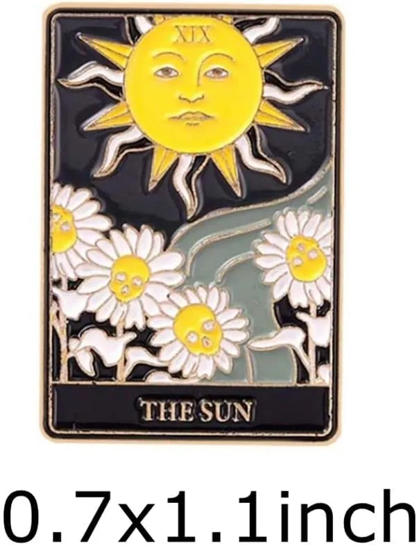 Wind Tarot Enamel Pins Cute Pin Brooches Set for Jacket Hats Fit Men Women Boys and Girls 2 Pieces (Color f)