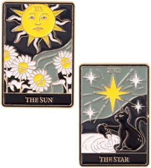 Wind Tarot Enamel Pins Cute Pin Brooches Set for Jacket Hats Fit Men Women Boys and Girls 2 Pieces (Color f)